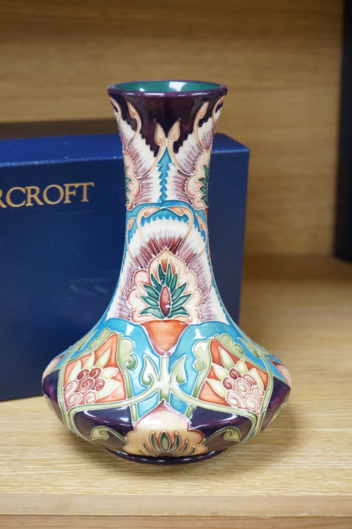 A Moorcroft ‘Bokhara’ vase, limited edition, signed Shirley Haynes, 2001, 122/250. Boxed, 20.5cm